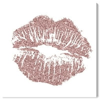 Уинууд студио Мода и глем стена платно щампи 'Обикновена целувка розов кварц' устни-Розово, бяло