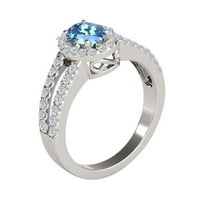 Пръстени за жени 1. Карат диамант и овална форма на синя топаз пръстен Prong 10K бяло злато