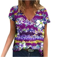 Женски тениски, дамски върхове облечени ежедневни модерни сладки летни ризи с къс ръкав удобна ваканция винтидж графични тийнейджъри разхлабени блузи