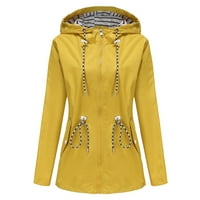 Wefuesd качулки за жени дами от солидна качулка тънка джобна качулка раирана дъждобрана палто на палто за жени жълти xxl