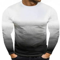 Noilla Men Tops Градиент тениска Екипаж Тениски на тениски за мъжки блуза Мъжки мъжки пуловер с дълъг ръкав червен L