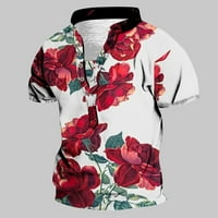 Yanhoo Men's Beach Henley ризи флорални графични копчета за печат v Врат късо ръкав пуловер Топс летни ваканционни тениски
