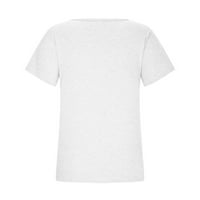 Бяла блуза за женски моден моден ежедневен печат с v-образно деколте тениски за пуловери за пуловер proclub ризи, бяло, l