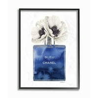 Ступел индустрии моден дизайнер парфюм цвете синьо акварел рамкирани стена изкуство от Аманда Грийнууд