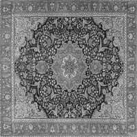 Ahgly Company Indoor Round Medallion Grey Traditional Area Rugs, 7 'Round