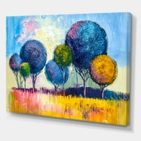 Есен цветни фантазия дървета Иии живопис платно изкуство печат
