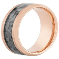 Мъжки розов тон волфрам с въглеродни влакна инкрустиран сватбен пръстен-Сватбена халка