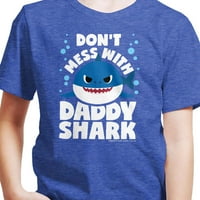 Бебешка акула - не се забърквайте с татко акула - малко дете и младежки графична тениска с къс ръкав