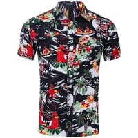 Zermoge тениска блузи за мъже на клирънс продажба мъжки отпечатан модел ежедневна модна ревера с късо ръкав риза блуза