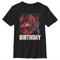 Момче Marvel 8 -ми рожден ден Spidey Graphic Tee Черен голям