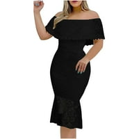 Черни рокли за жени дамски темперамент плътна дантелена масивна рокля без презрамки без презрамки