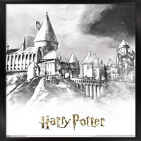 Светът на Wizarding: Хари Потър - Илюстриран плакат за стена на Хогуортс, 14.725 22.375