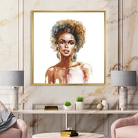 Дизайнарт 'портрет на афроамериканка в' модерна рамка платно за стена арт принт