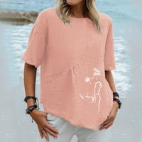 Jsaierl дамски памучни бельо ризи с къс ръкав ежедневни плюс размер върхове сладък печат на екипаж тениски леки готини блузи