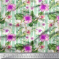 Soimoi Grey Modal Satin Fabric Tropical Leaves, Stripe & Floral Print Sewed Fabric Dard