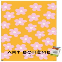 Art Bohème - Pink Flowers Stall Poster с pushpins, 22.375 34