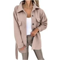 Яке за шакетни якета жени джобове ежедневни туника блузи леки газове с дълъг ръкав с дълги ръкави надолу ризи