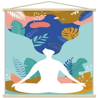 Стенски плакат за медитация и съзнание с дървена магнитна рамка, 22.375 34