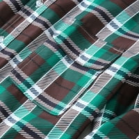 Спестявания Мъжки карирани подплатени ризи Небрежен бутон с дълъг ръкав надолу якета на ревера мода тънък год зимни топли върхове