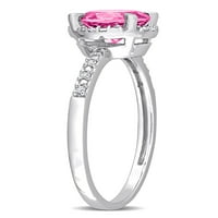 1-Каратов Т. Г. в. розов топаз и диамантен акцент 10кт годежен пръстен от бяло злато