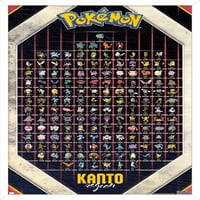 Pokémon - Стенски плакат на региона Канто, 14.725 22.375 рамки