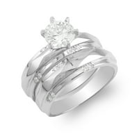 Jamesjenny Ladies 14K White Gold Politaire CZ пръстен за сватба годишнина за годеж размер 6.5