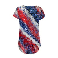Jsaierl 4 юли върхове за жени плюс размер свободно годни тениски с къс ръкав патриотични американски флаг Графични тийнейдж