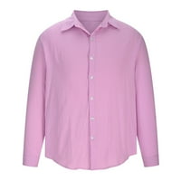 Аурорални мъже риза с дълъг ръкав мъже солидни ежедневни спускане на яка джобни бутон с дълъг ръкав блуза блуза