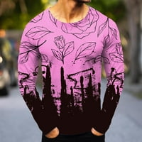 Мъжки модни ежедневни спортове абстрактни цифрови печат кръгла тениска с шия с дълъг ръкав отгоре yutnsbel