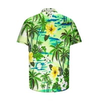 Мъжки тениски за тениски Мъжка риза 3D Не позициониране на хавайски принт с късо ръкави за ревера плажна риза на плажа топ блуза