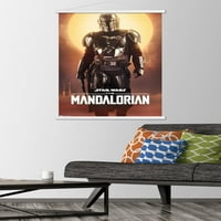 Междузвездни войни: Мандалорският - мандалорски плакат за стена с дървена магнитна рамка, 22.375 34