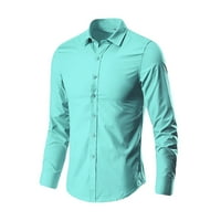 Мъжки ризи Графичен реколта бизнес свободно време ревера чист цвят с дълъг ръкав с дълъг ръкав на блуза тениска с джобен дизайн
