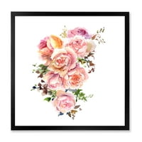 Дизайнарт 'Букет От Розови Рози Цветя' Традиционна Рамка Арт Принт