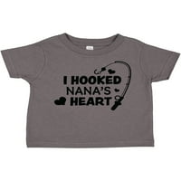 Inktastic Закарах сърцето на Нана с подарък за подарък за риболовни пръчки за дете или тениска за момиче