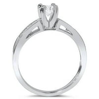 Pompeii 3 4ct Princess Cut Diamond годежен пръстен 14k бяло злато