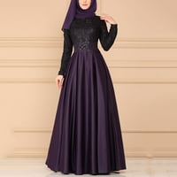 PHONESOAP жени рокля кафтан арабски джилбаб абая дантелена шивачка макси рокля лилаво l
