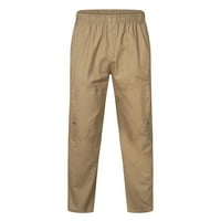 Мъжки солиден цвят Лято ежедневни всички панталони за съвпадение Модни тъкани дълги товарни панталони с джобове