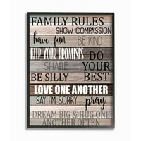 Ступел индустрии семейни правила текст забавно дърво зърно Рустик Тан Тийл рамка стена арт дизайн от Ким Алън, 16 20