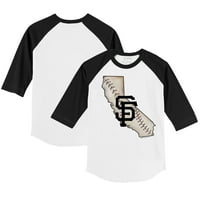 Младежки мъничко бяло черно черна тениска на Сан Франциско Гиганти Състояние 3 4-ръкав Раглан тениска