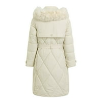 Женско палто мода солидна голяма яка средна дължина коляно топло памучно яке сгъстено палто на парка