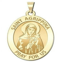 Религиозен медал Saint Agrippina - - - солидно 14k жълто злато