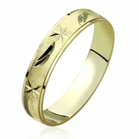 14k жълто злато сватбена лента Машина нарязани пръстени с шарени