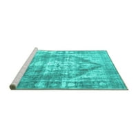 Ahgly Company Machine Wareable Indoor Rectangle Persian Turquoise Blue Traditional Area Rugs, 2 '4'