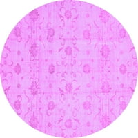 Ahgly Company Indoor Round Oriental Purple Traditional Area Rugs, 3 'Round
