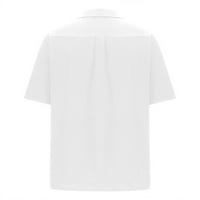 Мъжки ризи Просвет плюс размер небрежен бутон за спускане на яка с къси ръкави за блузи на ризата
