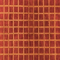 Ahgly Company Indoor Rectangle Checkered Orange Modern Area Rugs, 3 '5'