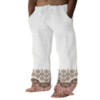 Noilla Mens панталони Флорални принт панталони еластични талии дъна мъже монтирани шезлонги за теглене на палацо панталон цвят