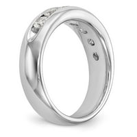 Солиден 14k бяло злато седем каменни диамантен канал комплект сватбена лента с размер на пръстена