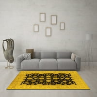 Ahgly Company Machine Pashable Indoor Rectangle Oriental Yellow Industrial Area Rugs, 3 '5'