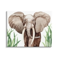 Ступел индустрии прости доброто африканско слон сафари трева илюстрация картини Галерия-увити платно печат стена изкуство, 30х24